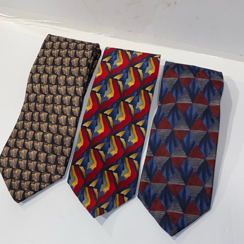 Vintage J. Garcia Silk Multicolor Patterned Ties (3)